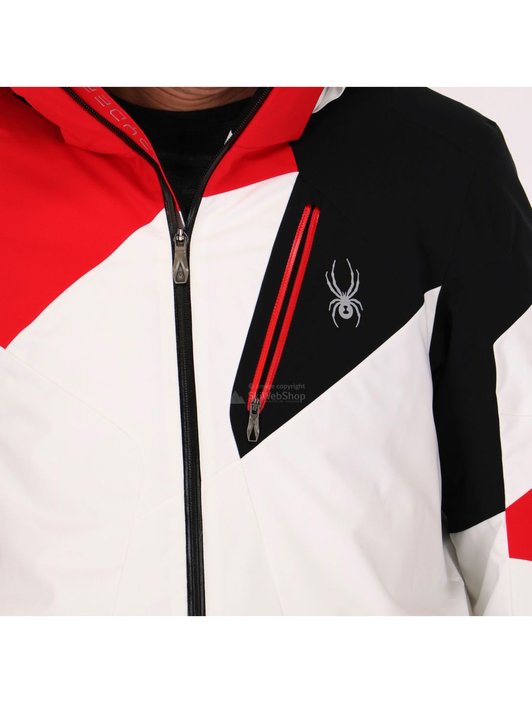 Spyder, Leader, ski jacket, men, white - black - red