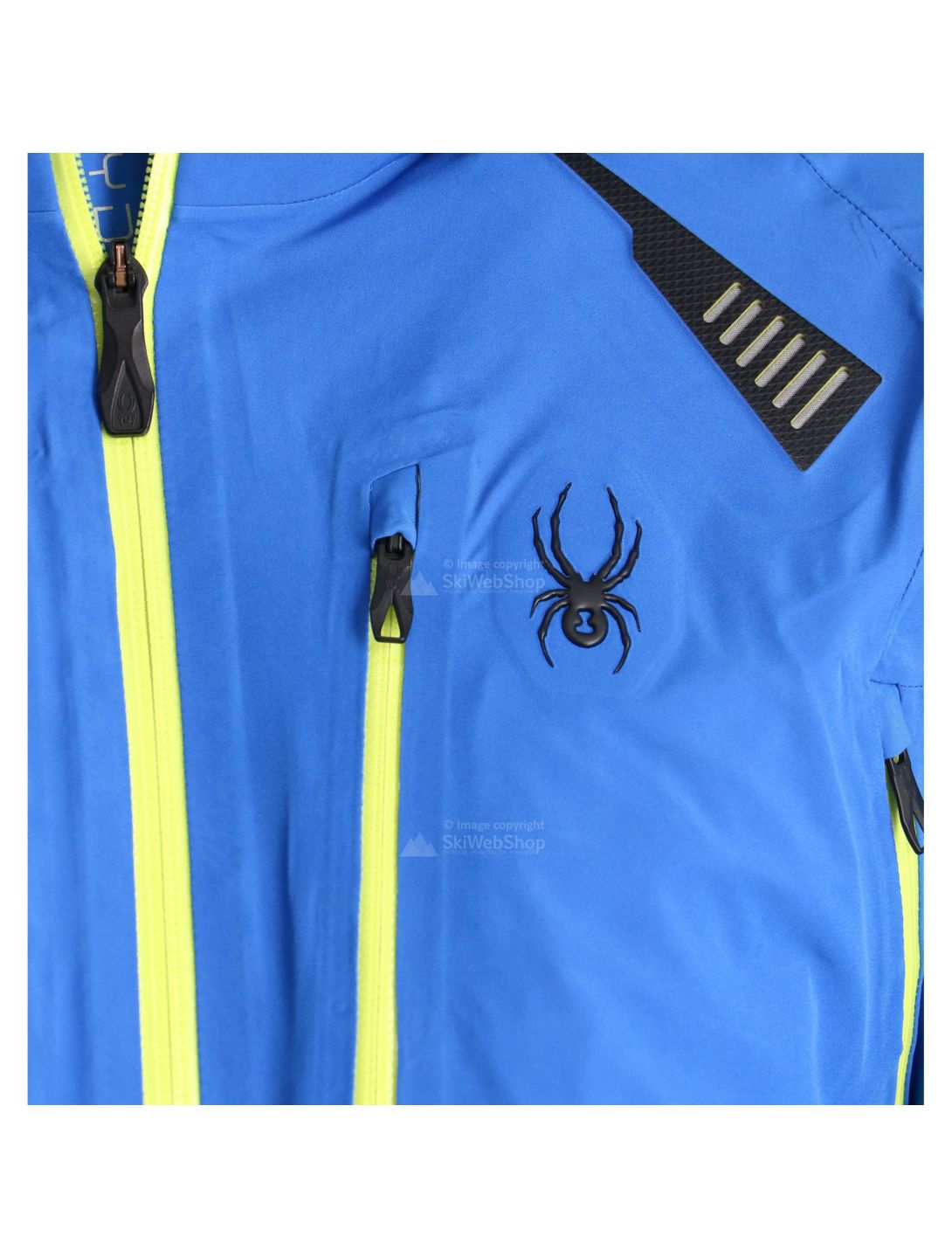 Spyder, Pinnacle, ski jacket, men, sea blue/acid yellow