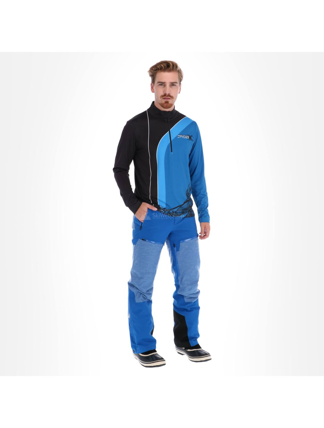 Spyder, Rival zip T-neck, pullover, men, blue/black