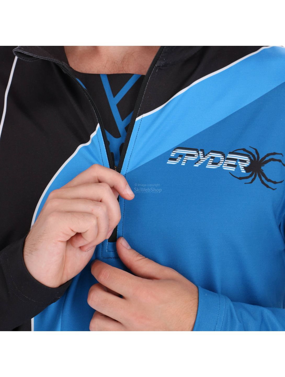 Spyder, Rival zip T-neck, pullover, men, blue/black