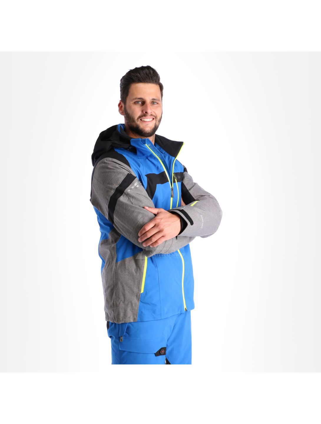 Spyder, Titan, ski jacket, men, sea blue/tfl grey/black/acid yellow