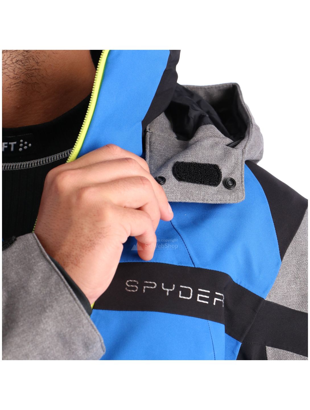 Spyder, Titan, ski jacket, men, sea blue/tfl grey/black/acid yellow