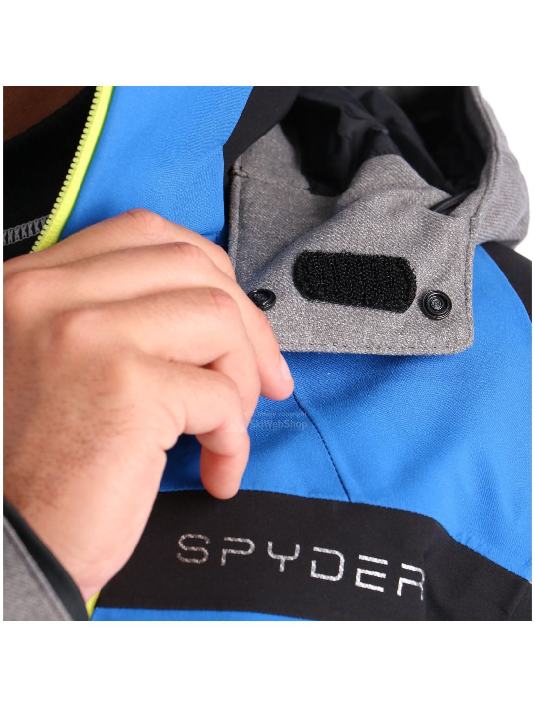 Spyder, Titan, ski jacket, men, sea blue/tfl grey/black/acid yellow