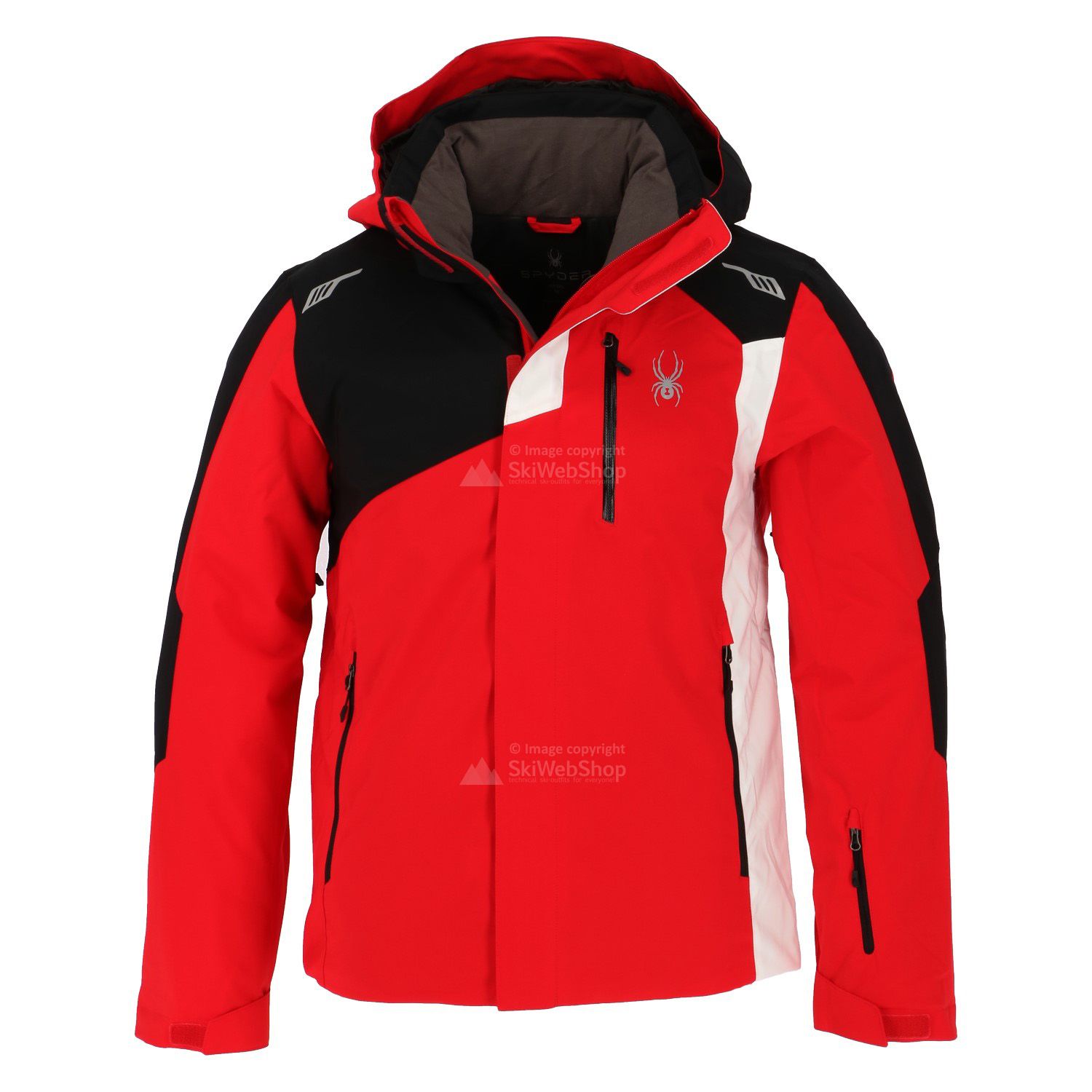 Spyder red and white ski clearance jacket