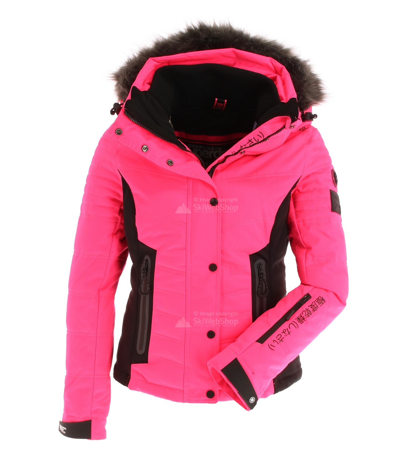 Superdry, Luxe Snow Puffer, ski jacket, women, acid pink