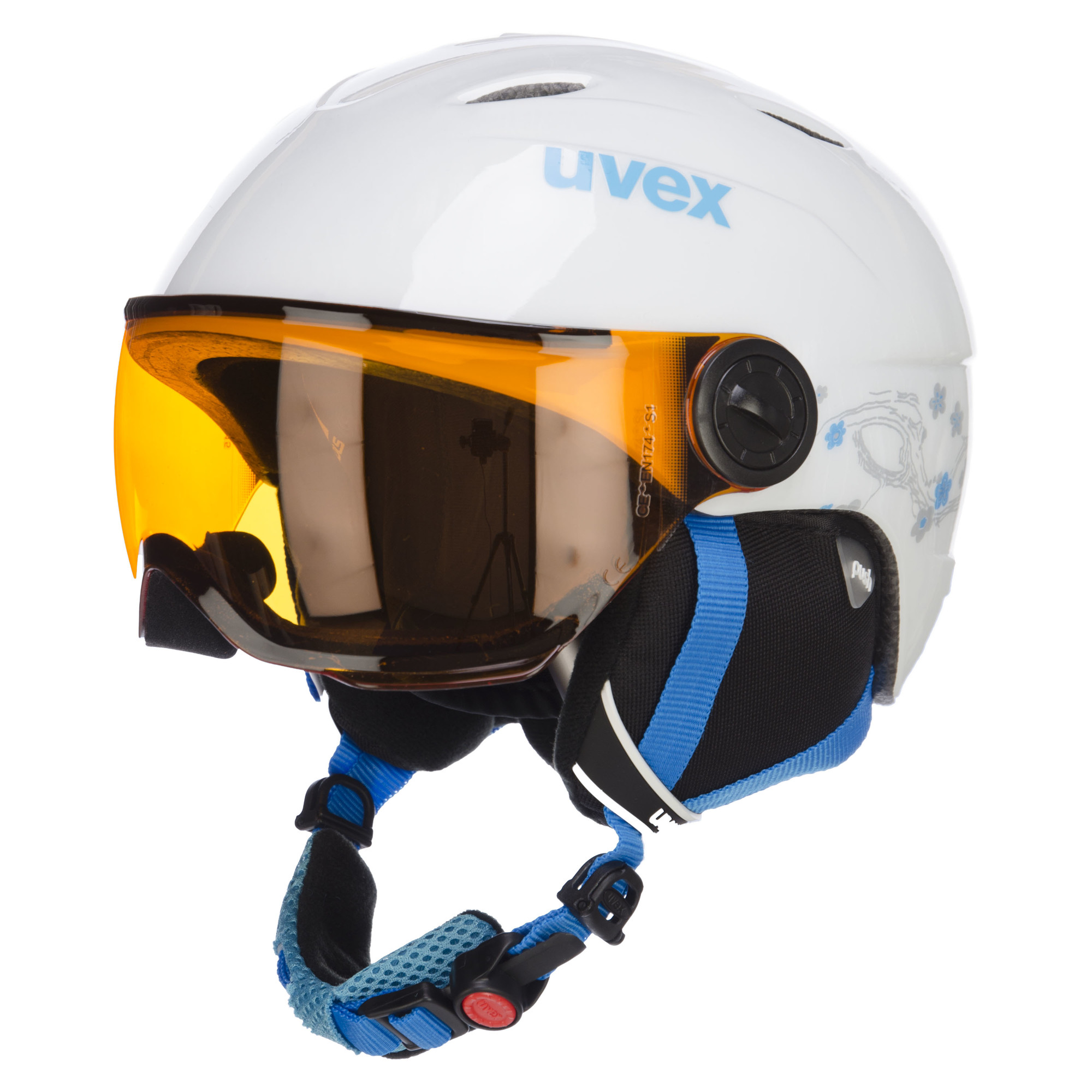 Uvex, Junior visor ski helmet, kids, whiteturquise