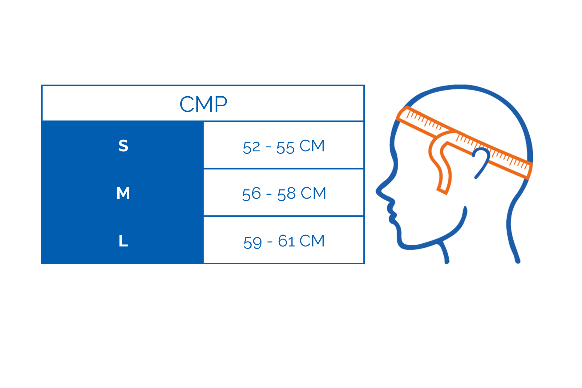 CMP ski helmet size chart